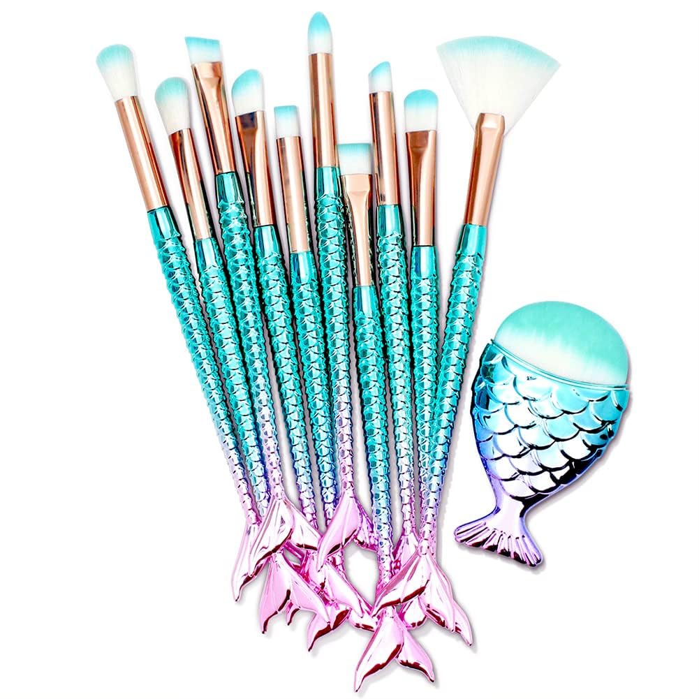 Jaylin 11 Piece Makeup Brush Set, Soft Blending Brushes for Face, Eyes & Lips